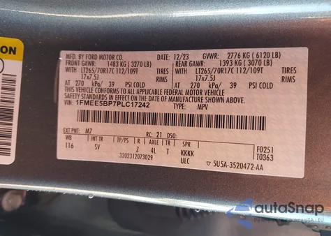 2023 Ford Bronco Black Diamond z USA, uszkodzony, nr VIN 1FMEE5BP7PLC17242